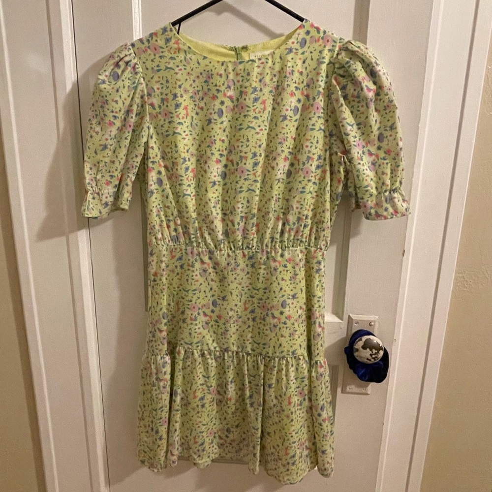 étophe studios floral puff sleeve mini dress